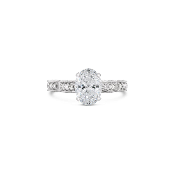 Oval Cut Antique Style Lab Grown Diamond Engagement Ring