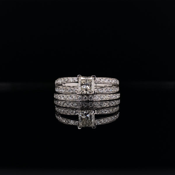 Princess Cut Lab Grown Diamond Engagement Ring With Matching Wedding Band