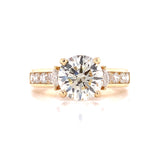 Yellow Gold Three Stone Channel Engagement Ring Setting