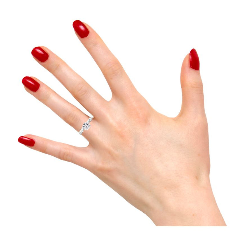Tapered Diamond Band Engagement Ring