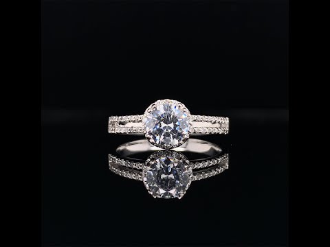 Halo engagement ring with twin lines video