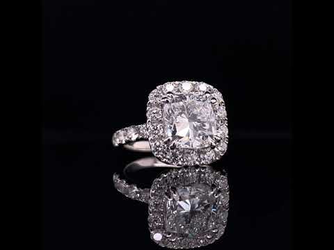 Classic Cushion Cut Halo Diamond Engagement Ring