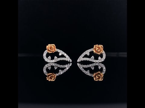 18k white and rose gold diamond rose earrings video