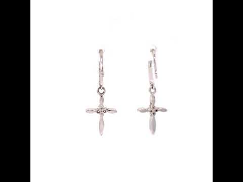 Diamond Cross Dangling Earrings