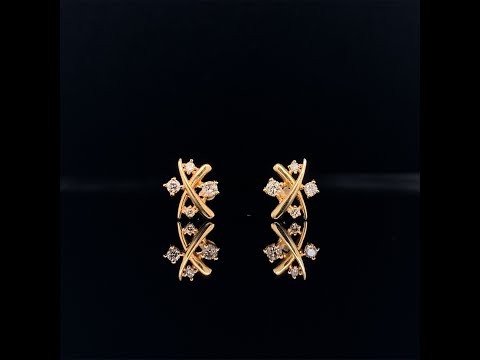 18k yellow gold diamond criss-cross earrings video