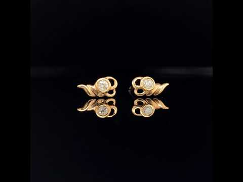 Yellow Gold Diamond Swirl Earrings