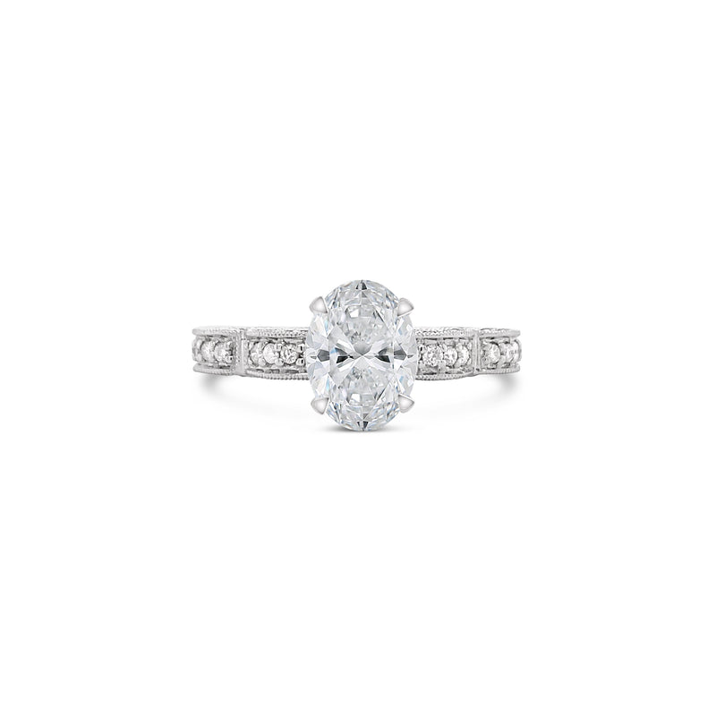 Oval Cut Antique Style Lab Grown Diamond Engagement Ring