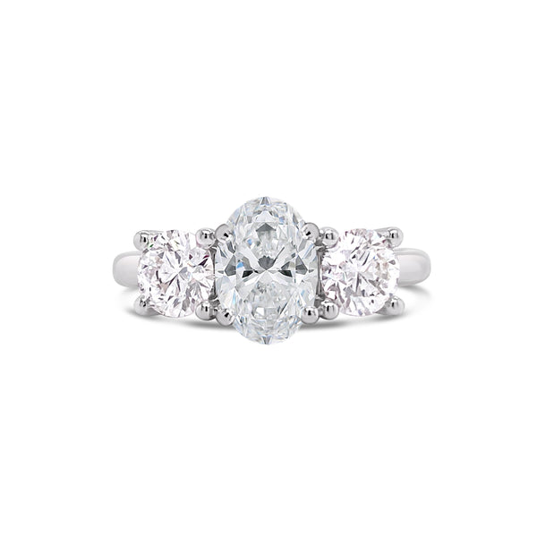 Oval Cut Three Stone Lab Grown Diamond Engagement Ring