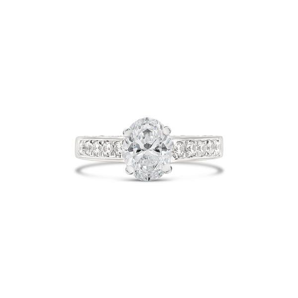 Oval Cut Channel Setting Lab Grown Diamond Engagement Ring