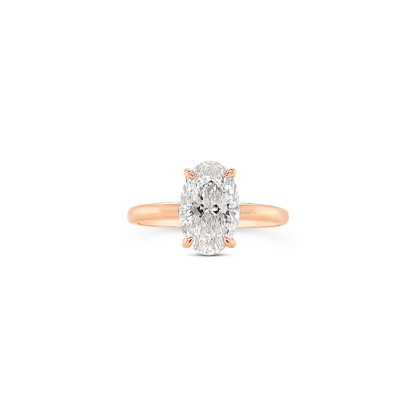 Oval Solitaire Lab Grown Diamond Engagement Ring - 18k Rose Gold