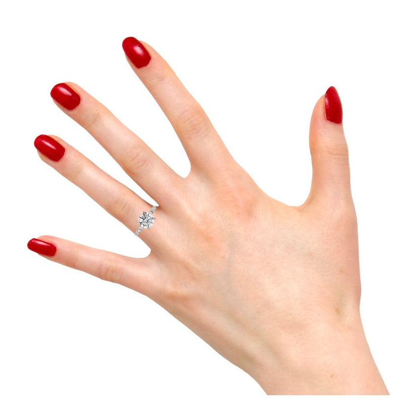 Four Prong Pavé Setting Lab Grown Diamond Engagement Ring