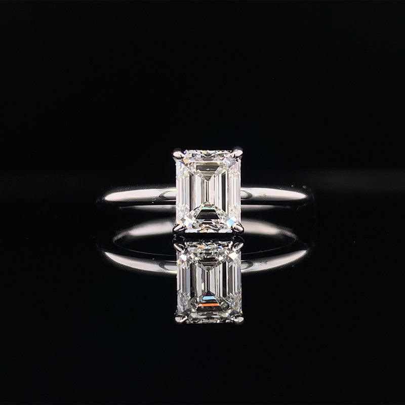 Classic Emerald Cut Solitaire Lab Grown Diamond Engagement Ring