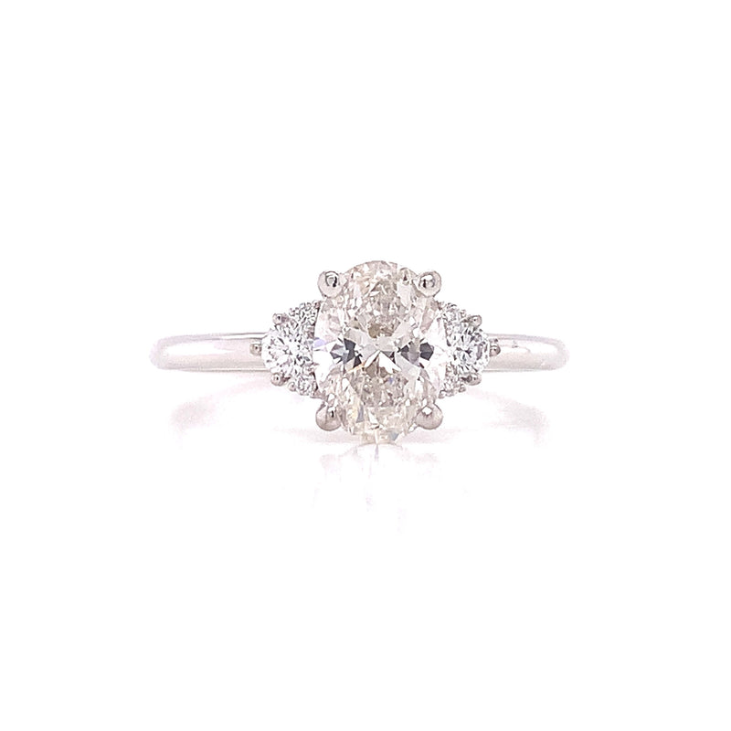 Oval Side Stone Lab Grown Diamond Engagement Ring