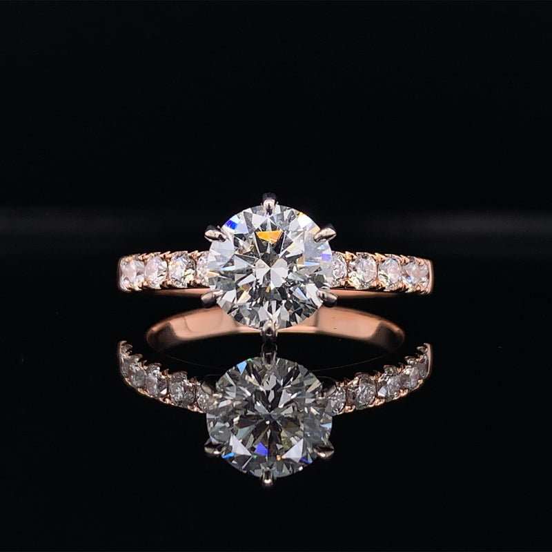 Rose Gold Six Prong Lab Grown Diamond Engagement Ring