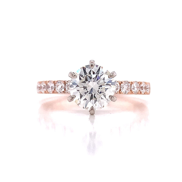 Rose Gold Six Prong Lab Grown Diamond Engagement Ring
