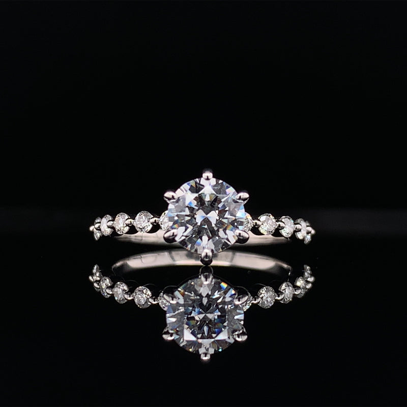 Round Cut Shared Prong Lab Grown Diamond Engagement Ring