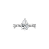 Pear Cut Lab Grown Diamond Engagement Ring With Tapered Band