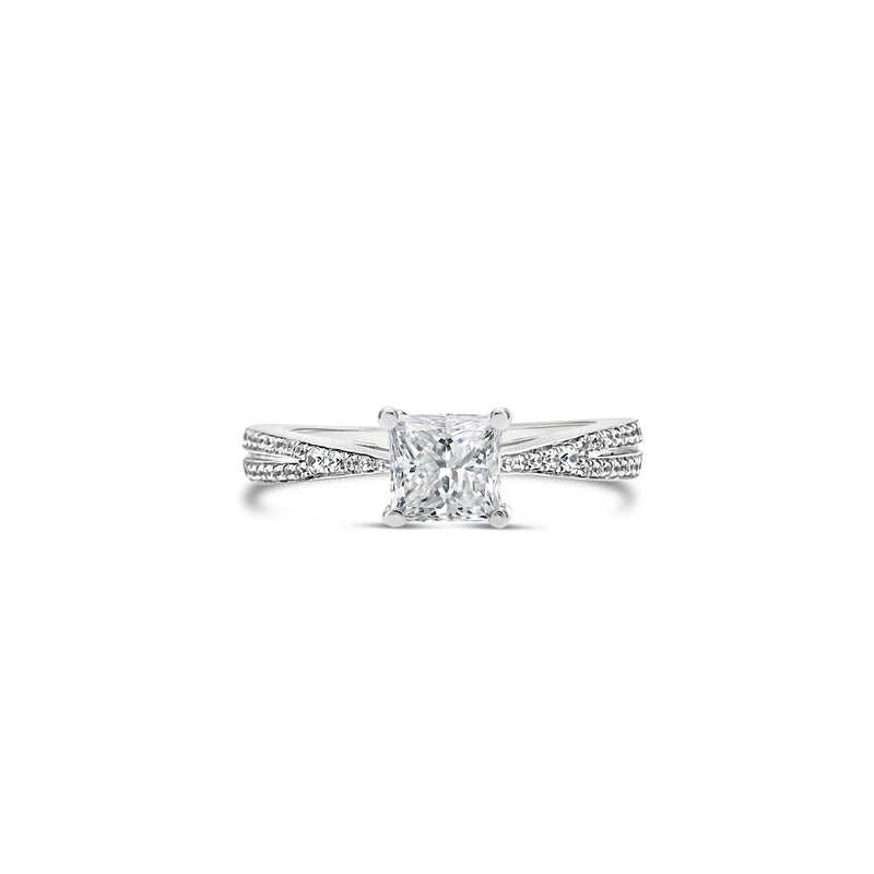 Princess Cut Diamond Tapered Lab Grown Diamond Band Engagement Ring