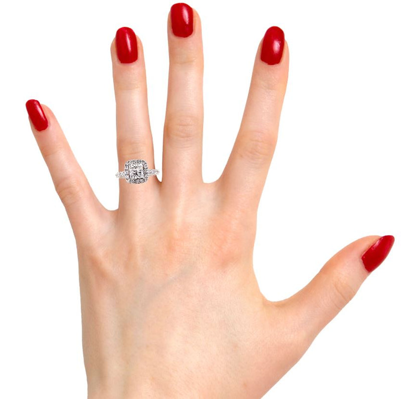 Princess Cut Lab Grown Diamond Ring In Halo Setting