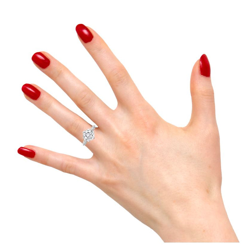 Six Prong Pavé Setting Lab Grown Diamond Engagement Ring