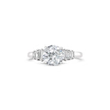 White Gold Lab Grown Engagement Ring With Emerald Cut Side Diamonds
