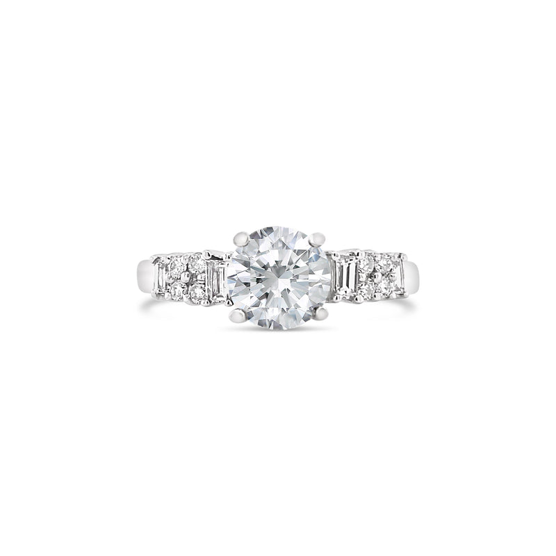 White Gold Lab Grown Diamond Ring With Baguette And Round Brilliant Diamonds