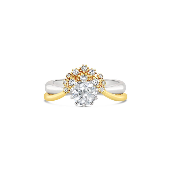 White And Yellow Gold Crown Lab Grown Diamond Ring Set