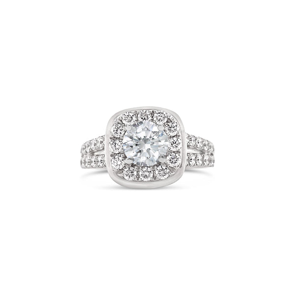 Rounded Edge Square Halo Round Cut Lab Grown Diamond Ring