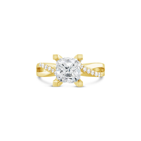Twisted Shank Cushion Cut Lab Grown Diamond Engagement Ring