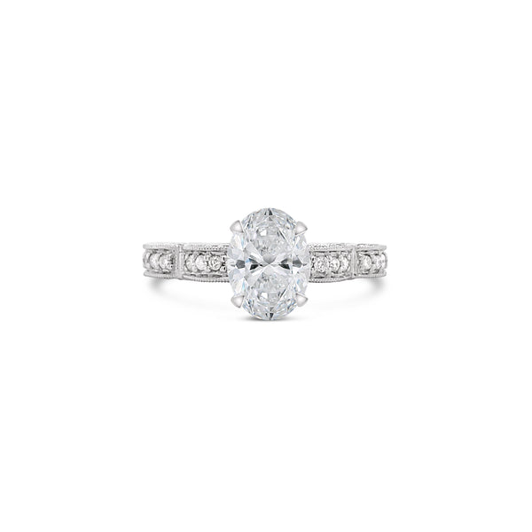 Oval cut antique style engagement ring