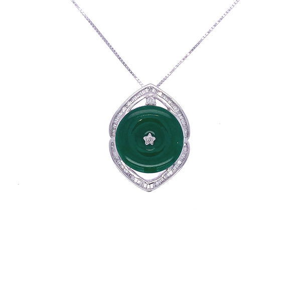 diamond jade coin pendant
