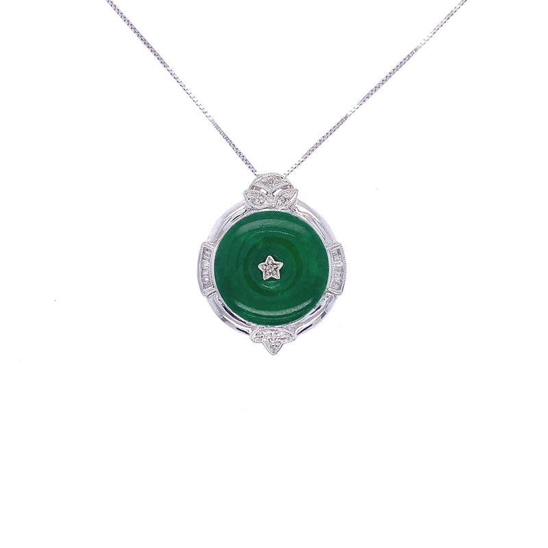 classic jade coin and diamond pendant