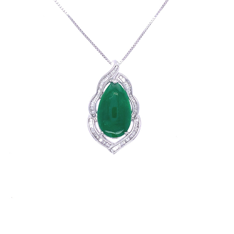 jade and diamond pear pendant