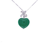 jade heart and diamond bow pendant