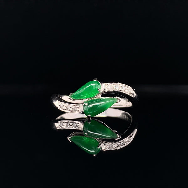 double pear jade diamond ring