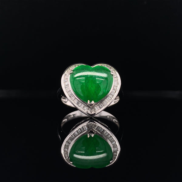 jade diamond heart ring