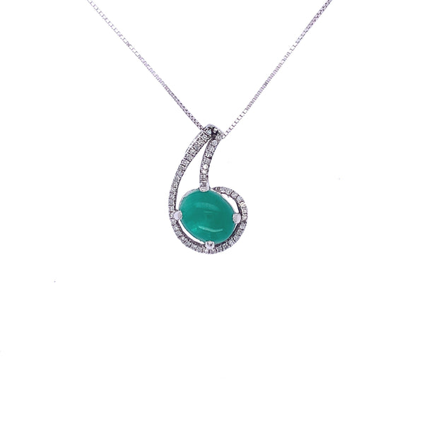 diamond and jade comma pendant