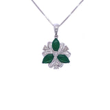 tri cluster jade and diamond pendant