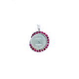 18k white gold jade and ruby pendant