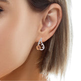 18k White And Rose Gold Diamond Rose Earrings