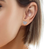 18k White Gold Diamond Heart Earrings