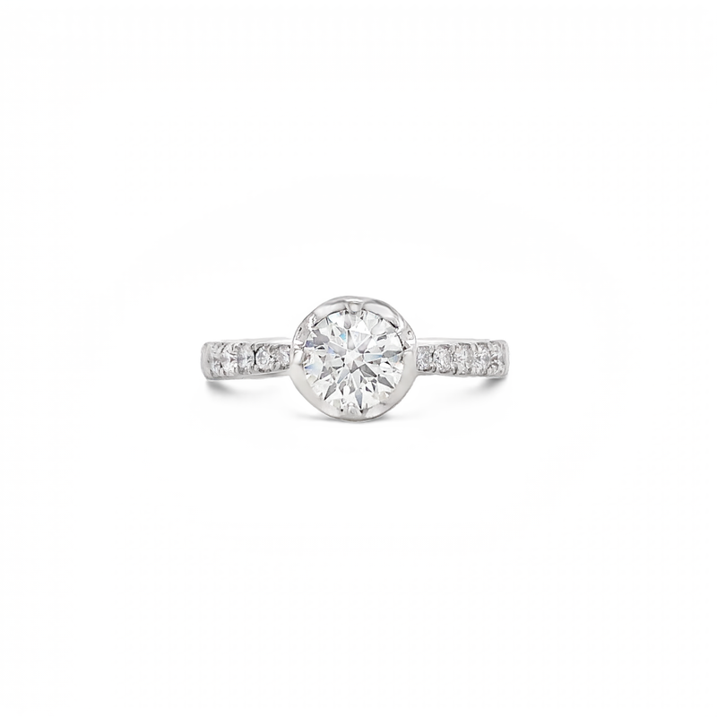 crown pavé engagement ring