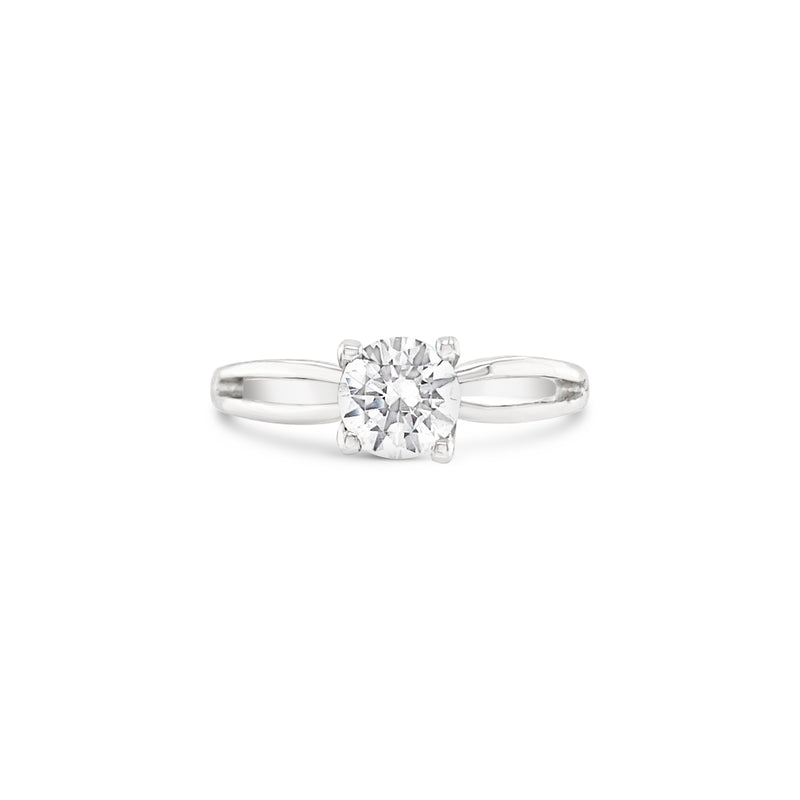 18k white gold split shank diamond engagement ring