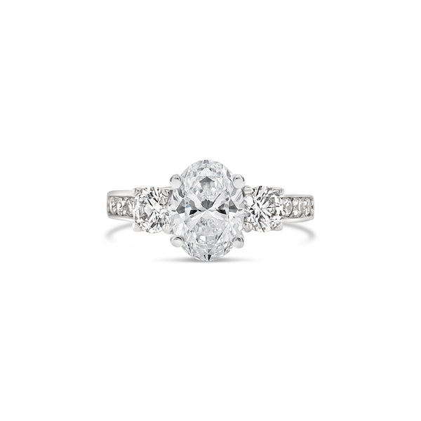 Oval cut white gold diamond engagement ring