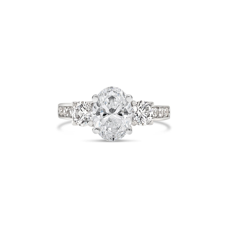 Oval cut white gold diamond engagement ring