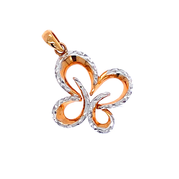 Butterfly rose and white gold pendant