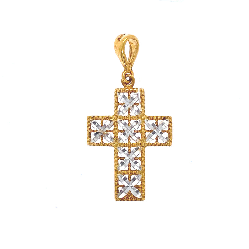 18k white and yellow gold cross pendant