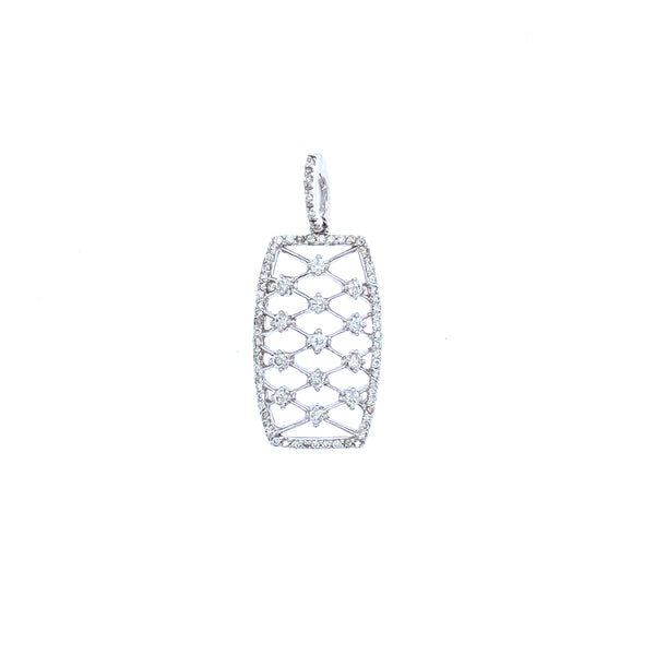 18k white gold checkered diamond pendant