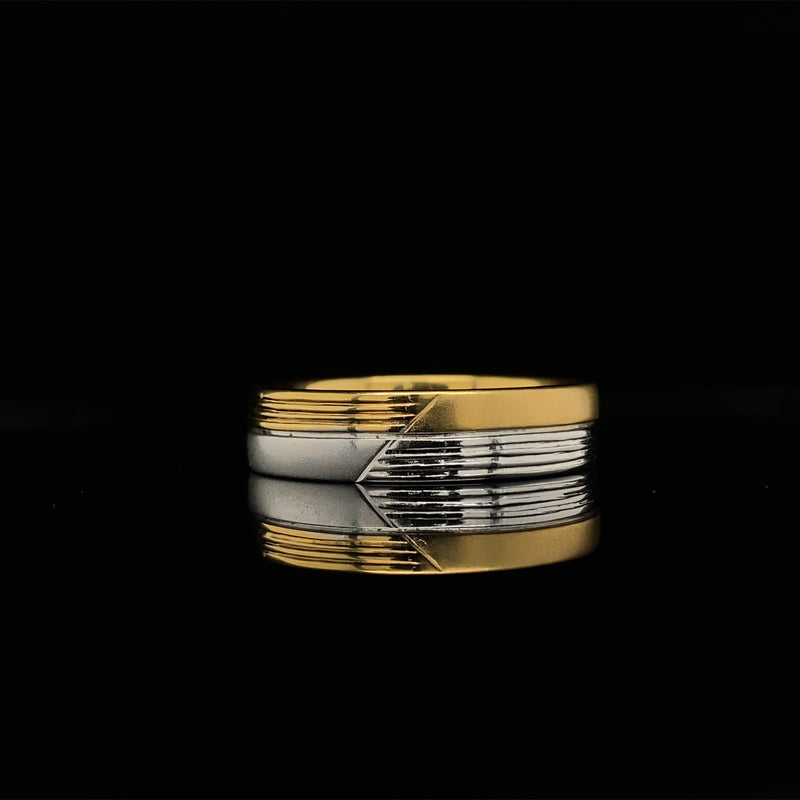 18k white and yellow gold men's ring