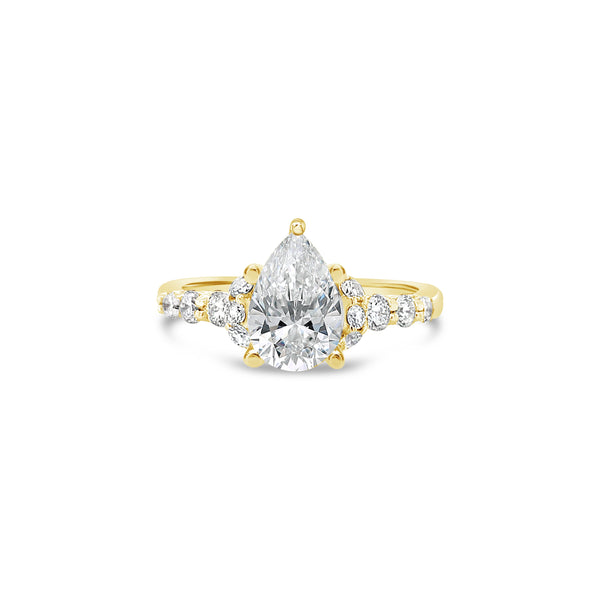 Modern pear cut diamond engagement ring